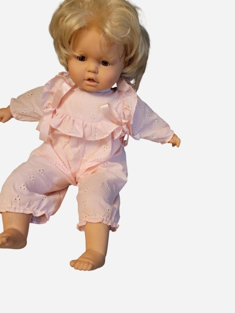 Soft Pink Eyelet Romper Baby Doll - Brand Unspecified